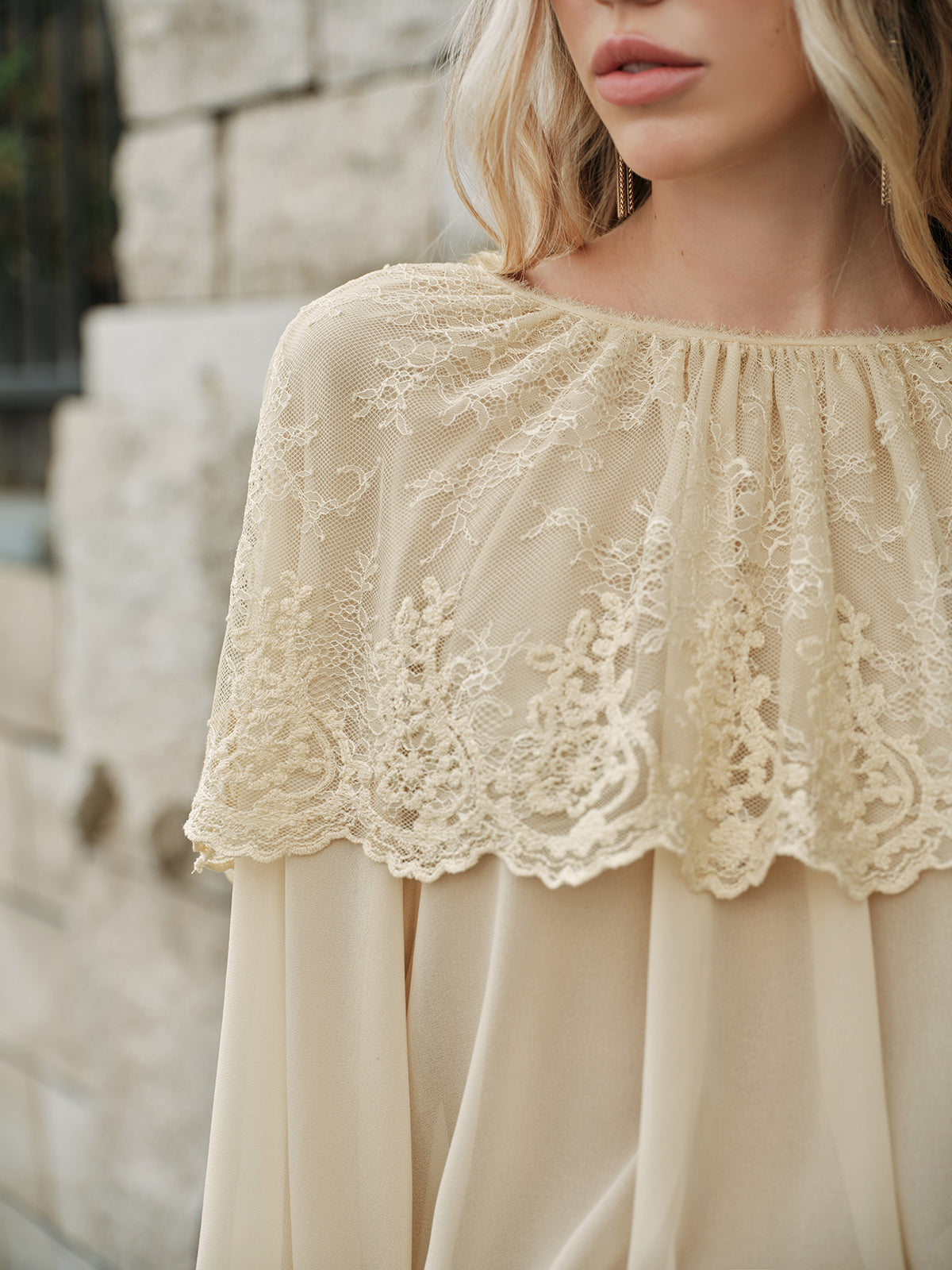 Lace Chiffon Oversized Blouse — Svelte Chic