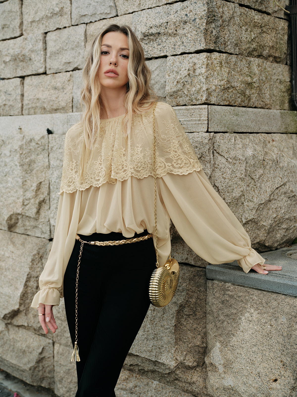 Lace Chiffon Oversized Blouse — Svelte Chic