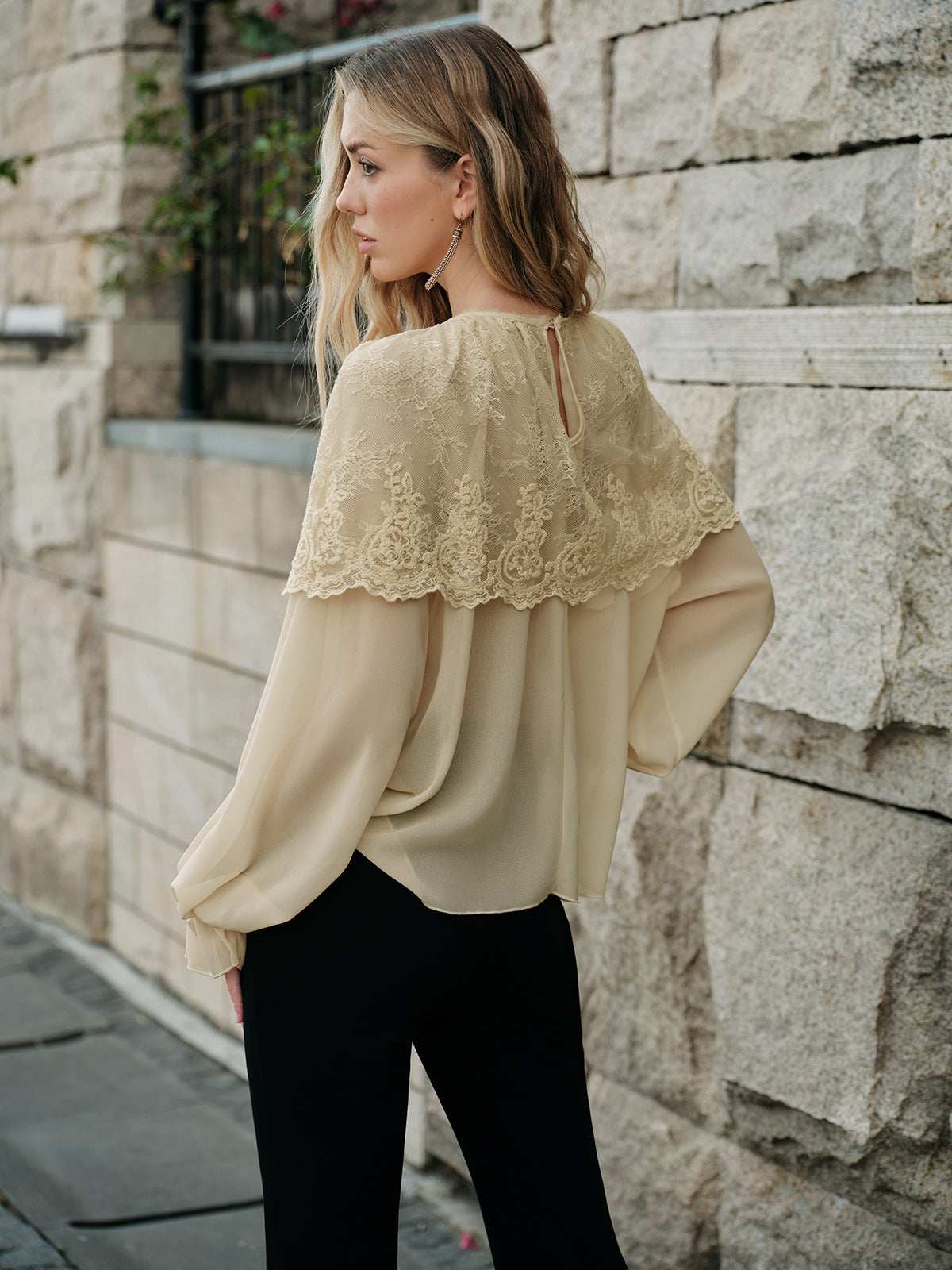Lace Chiffon Oversized Blouse — Svelte Chic