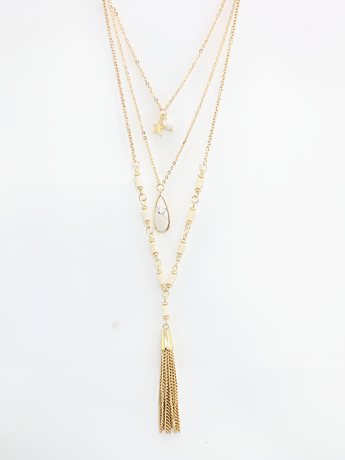 Triple Layered Stone Necklace — Svelte Chic