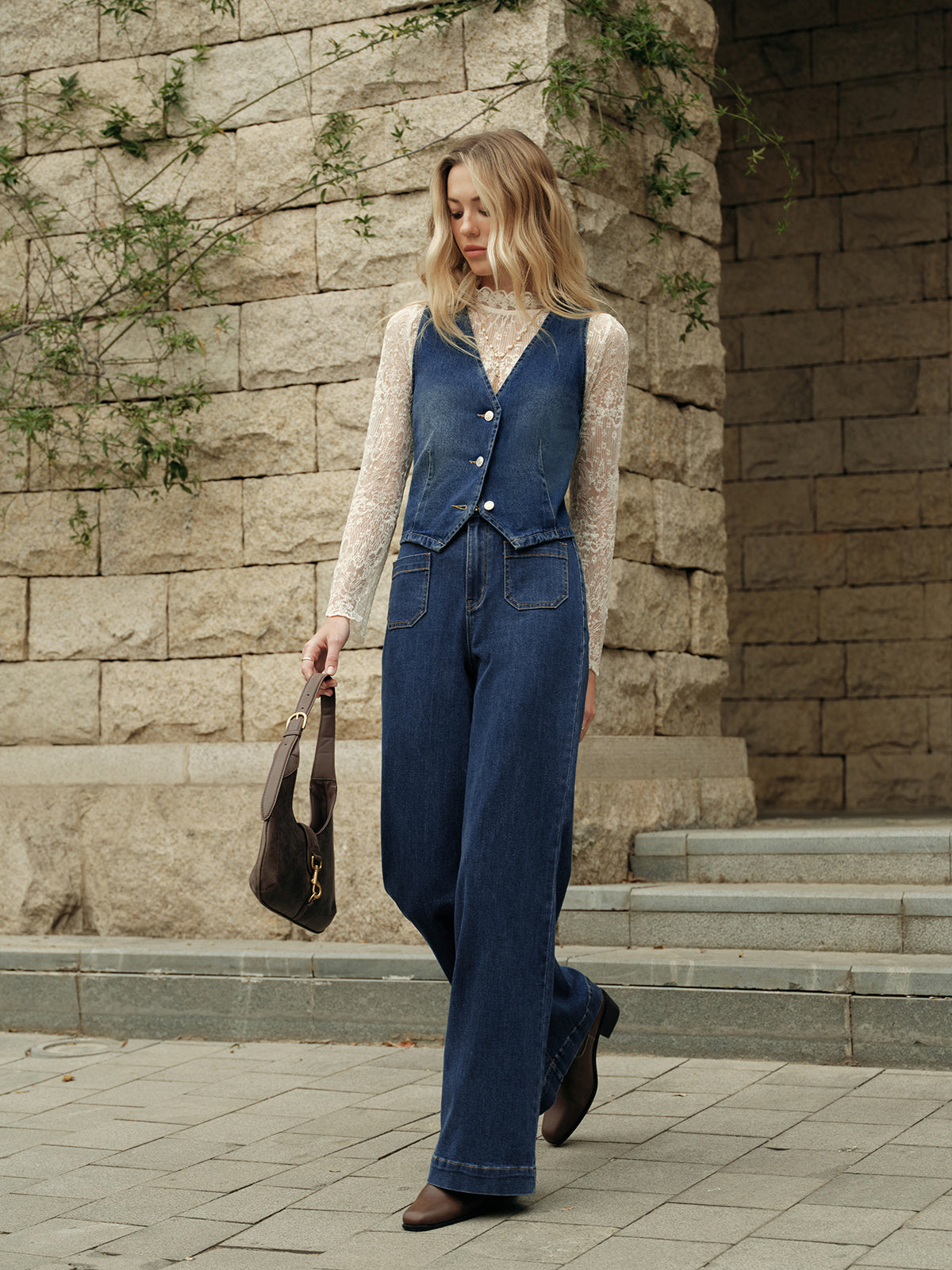 Denim Sleeveless Vest — Svelte Chic