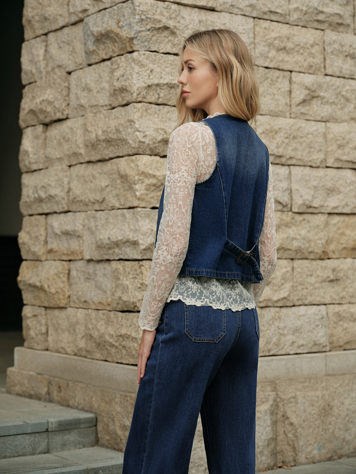 Denim Sleeveless Vest — Svelte Chic