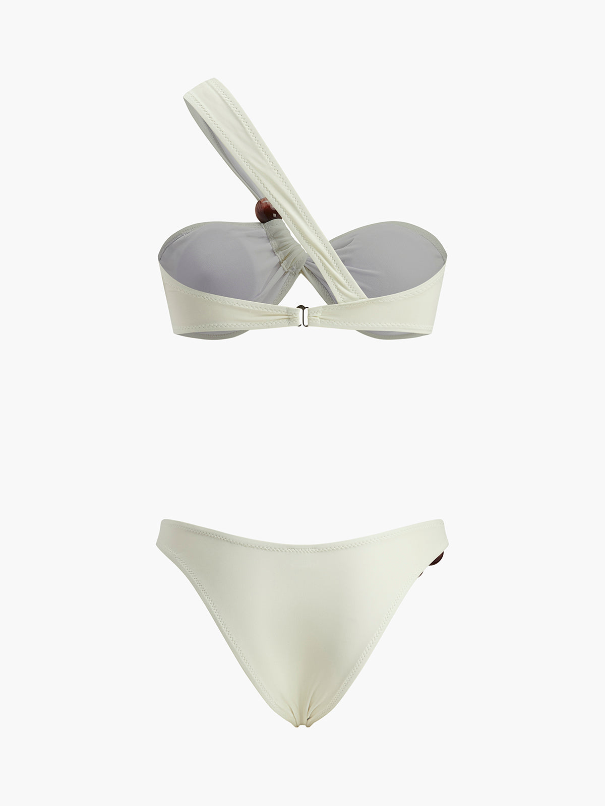 Wood Bead One Shoulder Bikini Set — Svelte Chic