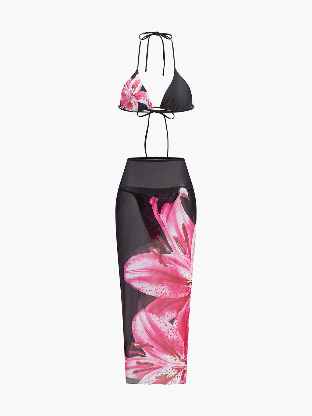 Floral Bikini Set with Mesh Skirt — Svelte Chic
