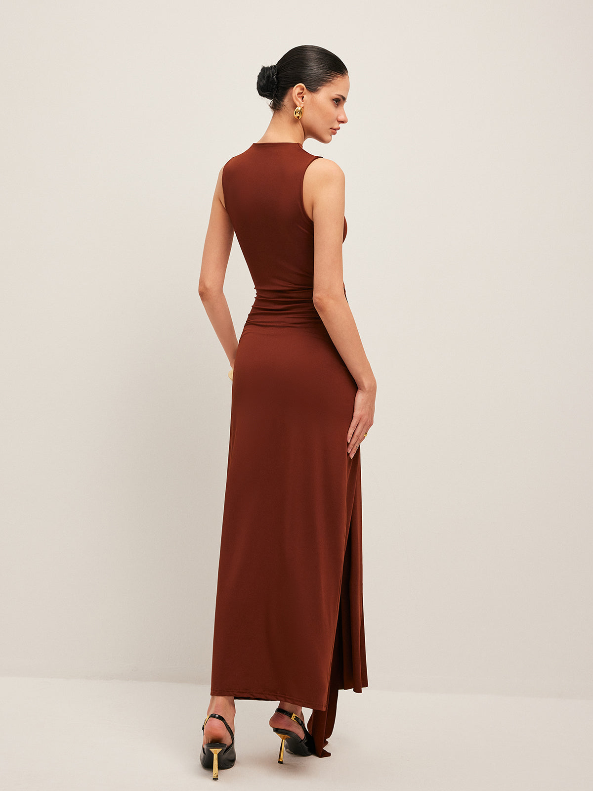 Button Detail Jersey Maxi Dress — Svelte Chic