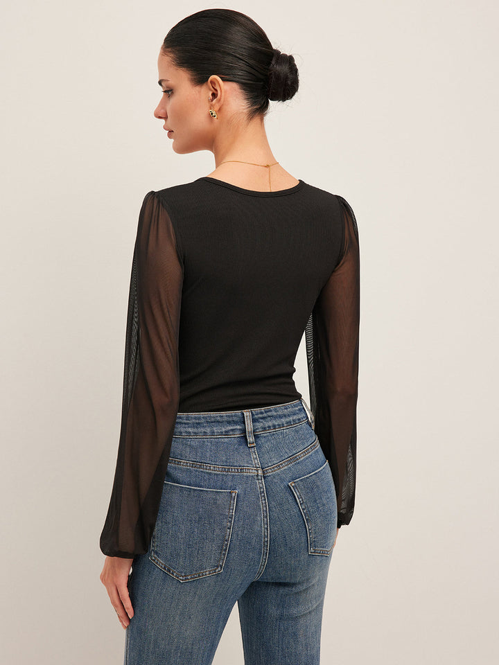 Şık Kabarık Bodysuit ve Trendy File Kollar