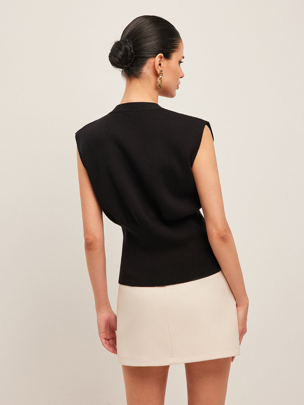 V-Neck Button Knit Vest — Svelte Chic