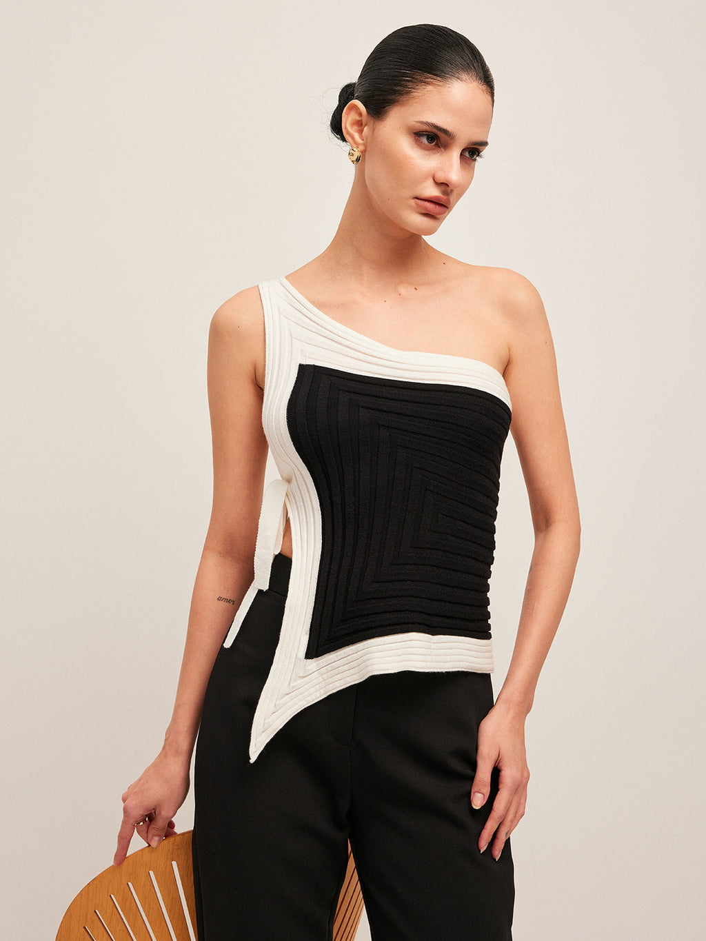 Asymmetric One Shoulder Knit Top — Svelte Chic