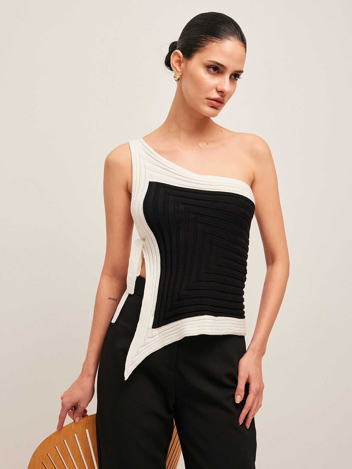 Asymmetric One Shoulder Knit Top — Svelte Chic