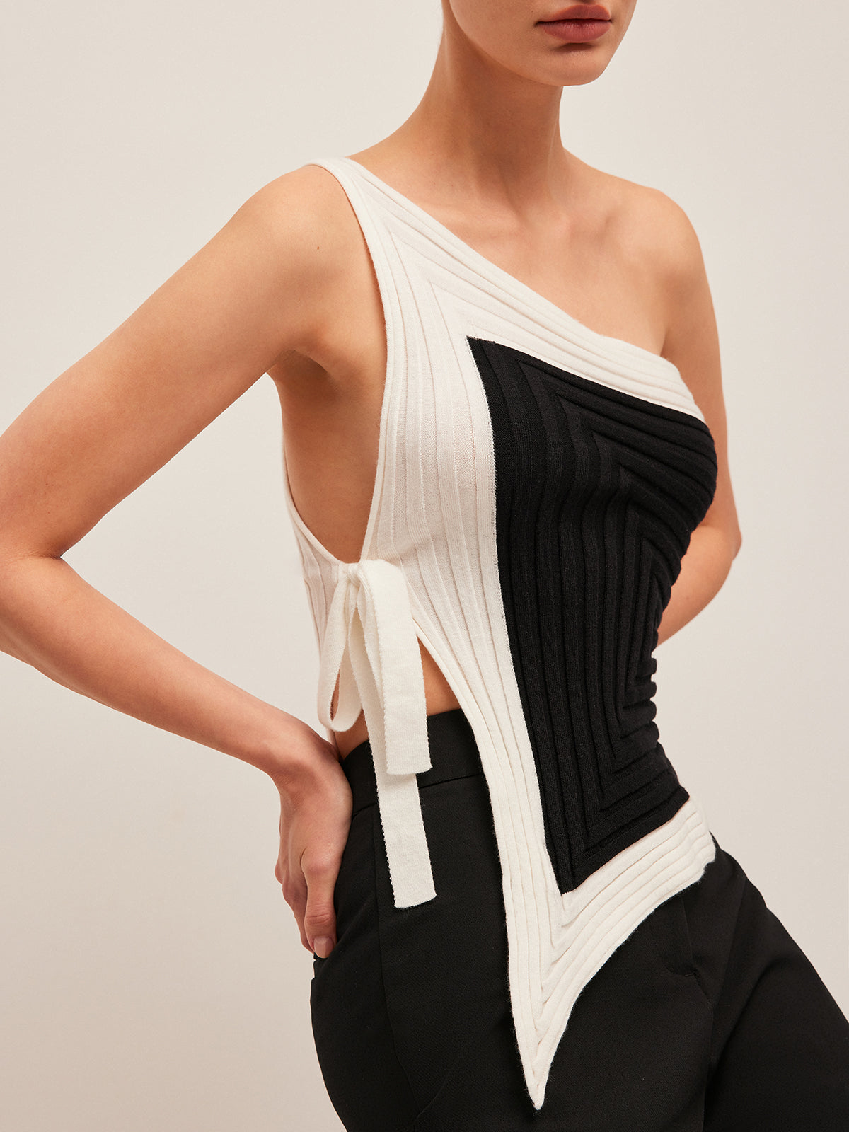 Asymmetric One Shoulder Knit Top — Svelte Chic