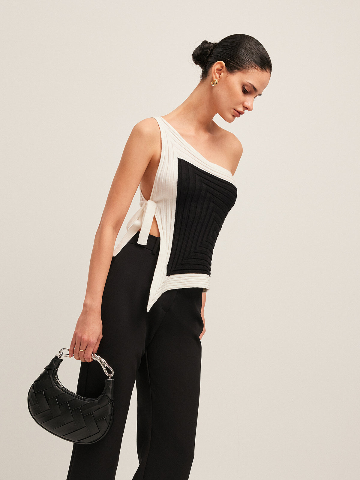 Asymmetric One Shoulder Knit Top — Svelte Chic