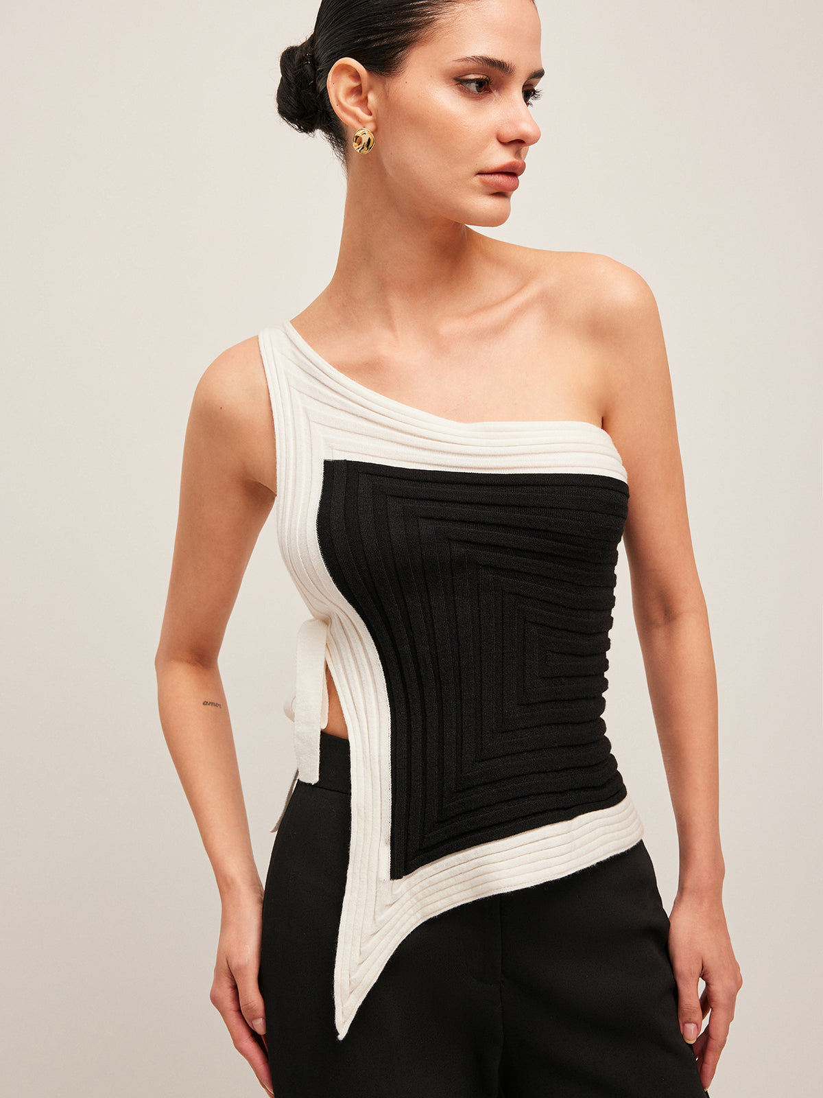 Asymmetric One Shoulder Knit Top — Svelte Chic