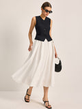 Button Detail Sleeveless Vest in Grey — Svelte Chic