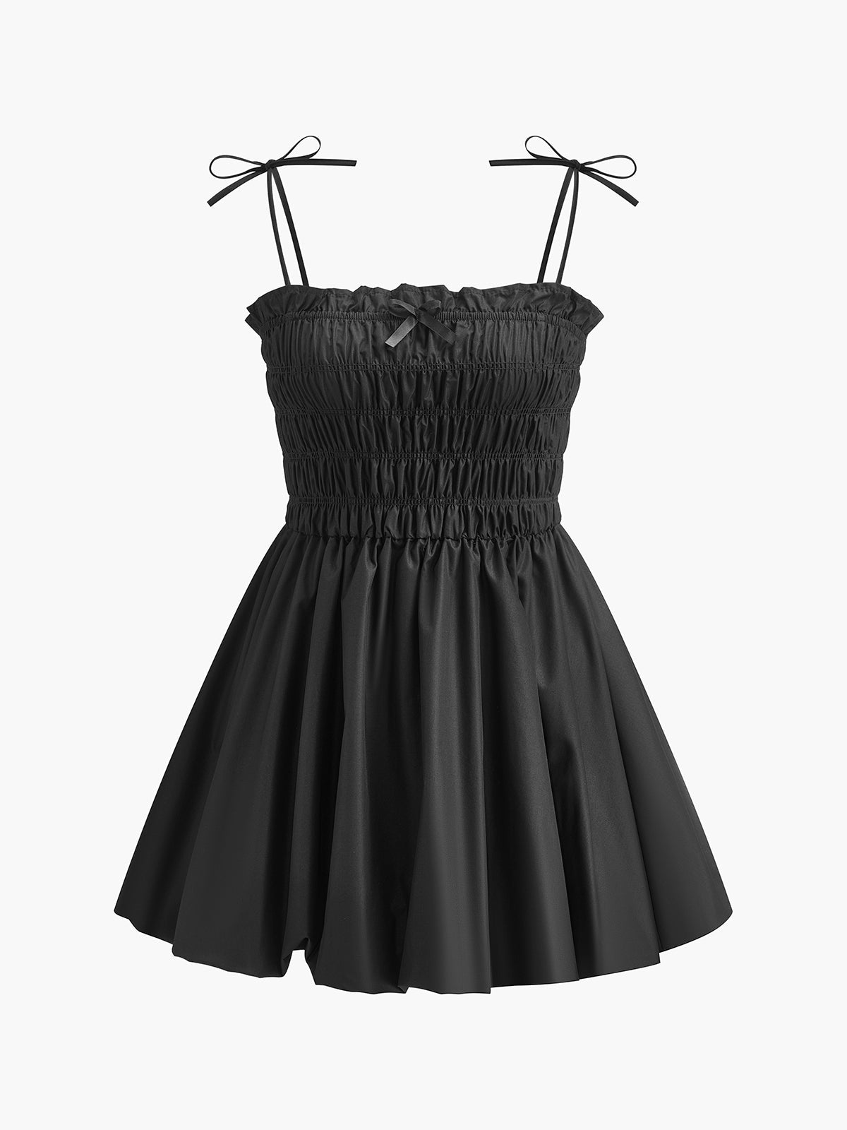 Shirred Bow Detail Mini Dress — Svelte Chic