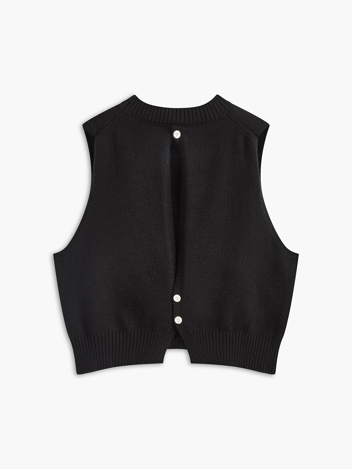 Floral Button Back Knit Vest — Svelte Chic