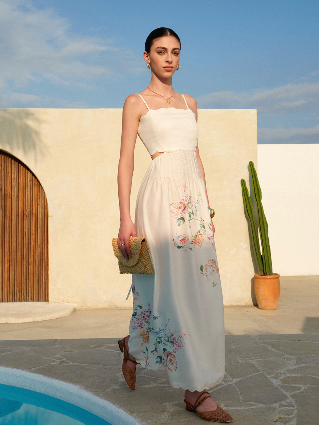 Floral Lace Up Back Maxi Dress — Svelte Chic