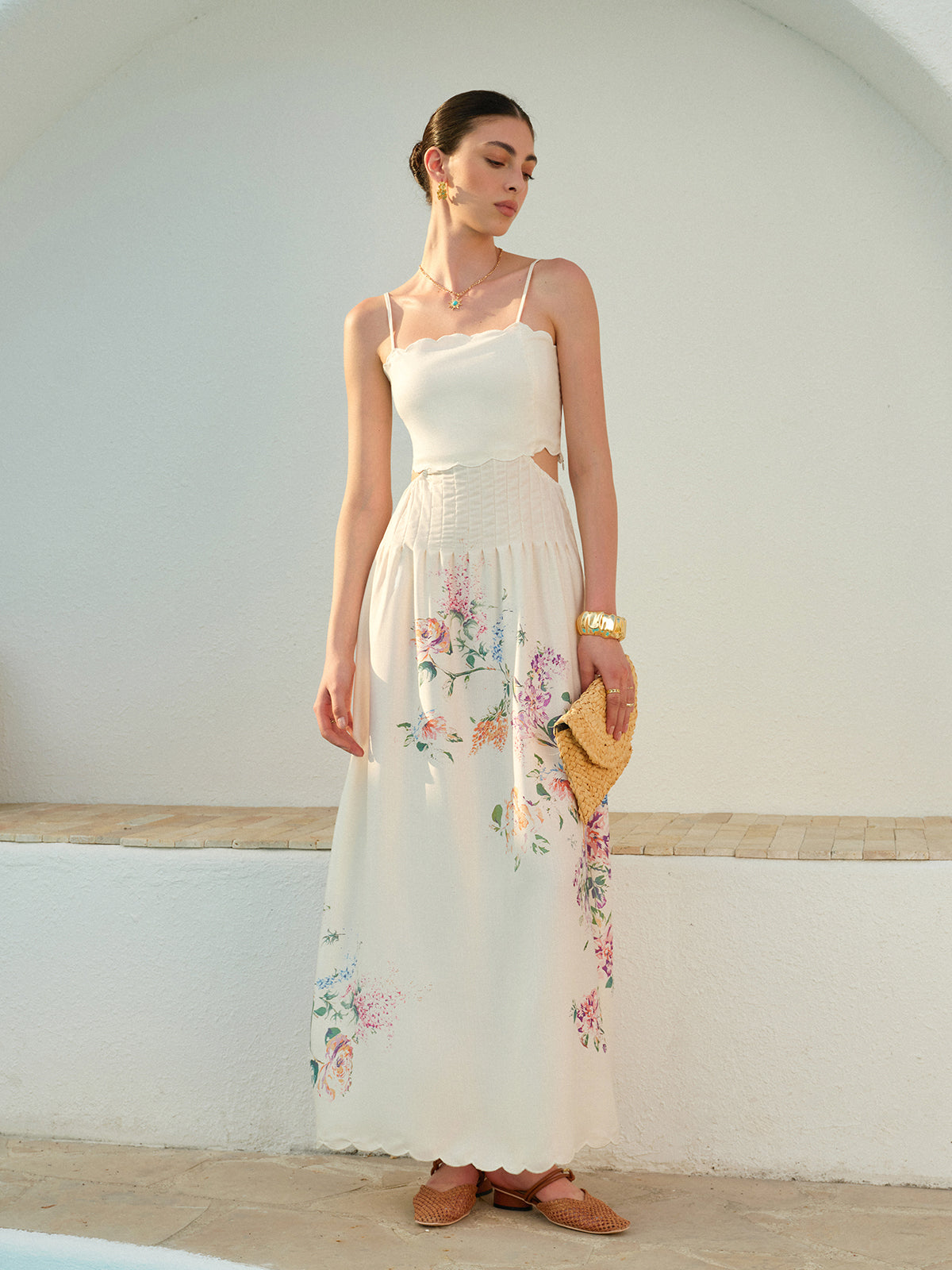 Floral Lace Up Back Maxi Dress — Svelte Chic