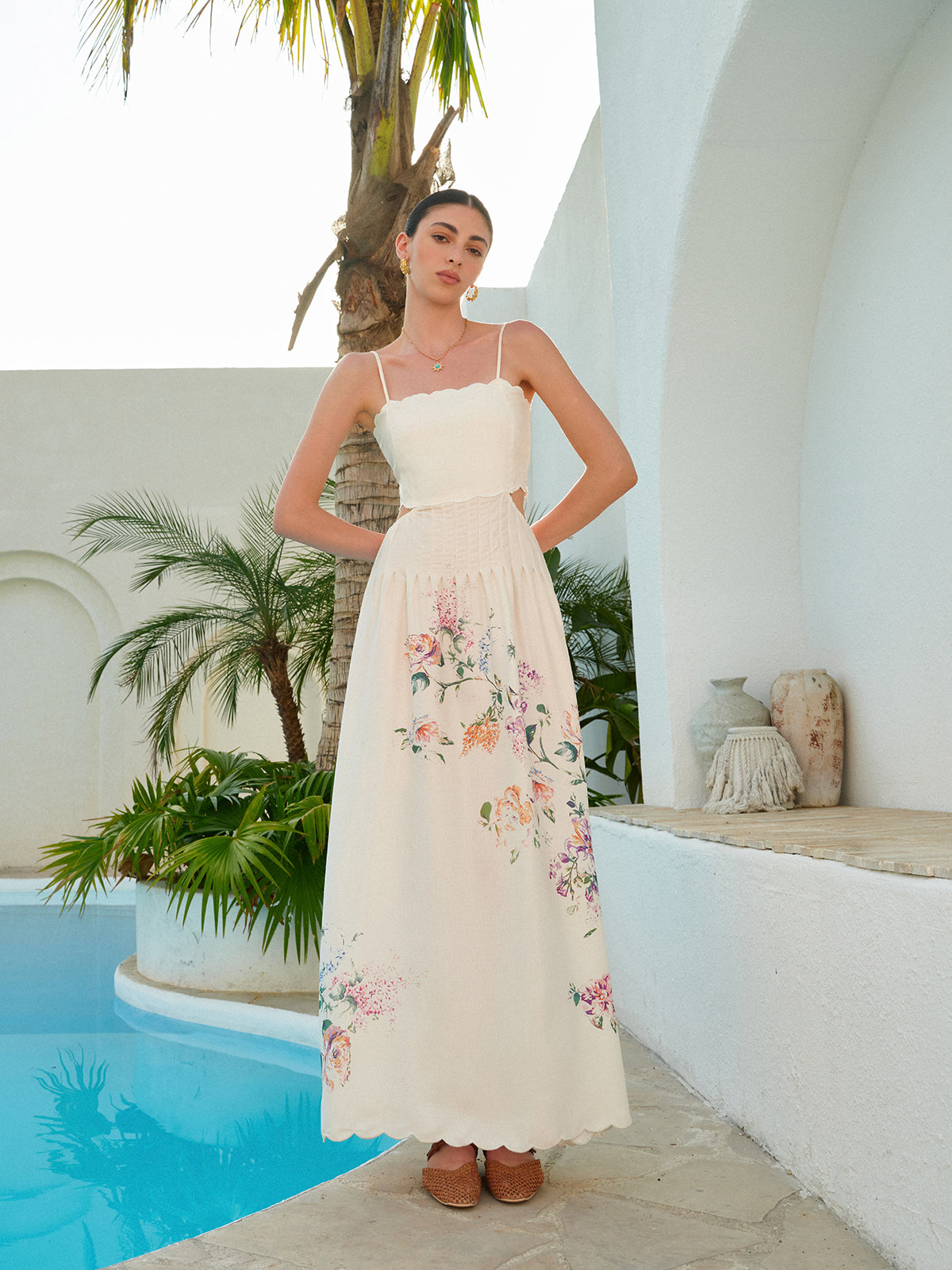 Floral Lace Up Back Maxi Dress — Svelte Chic