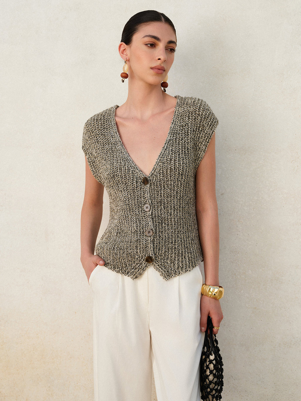 Knit Button Down Vest — Svelte Chic