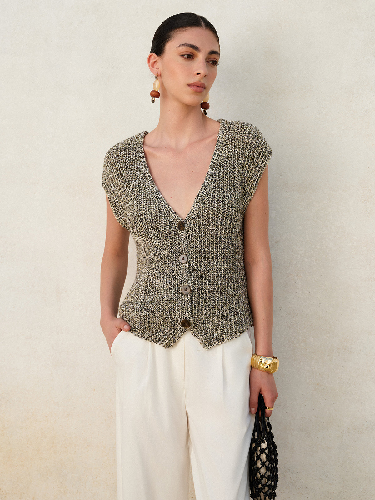Knit Button Down Vest — Svelte Chic