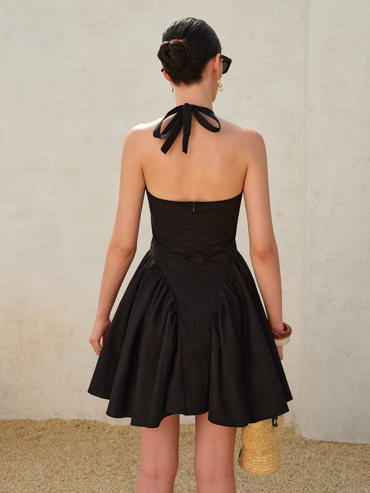 Belted Ruffle Halter Mini Dress — Svelte Chic