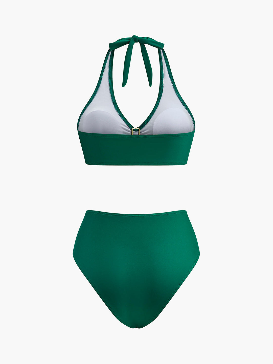 Şık Metal Çiçek Detaylı Halter Bikini Takımı