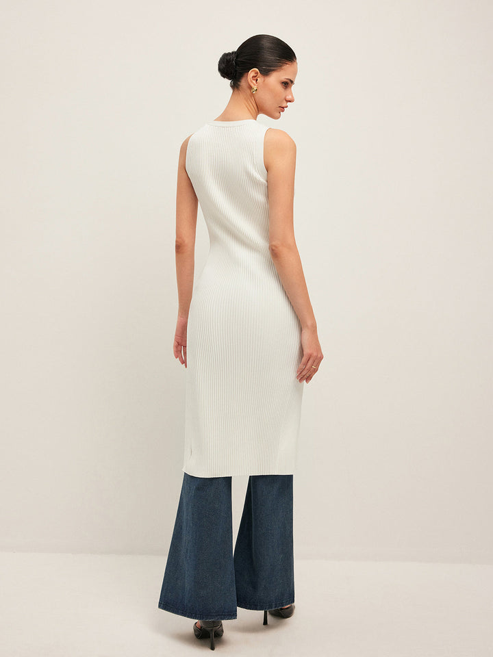 Şık Ribanalı Elbise Şık Düğme Aksanları ile