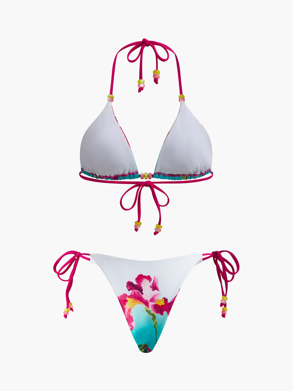 Floral Beaded Halter Bikini Set — Svelte Chic