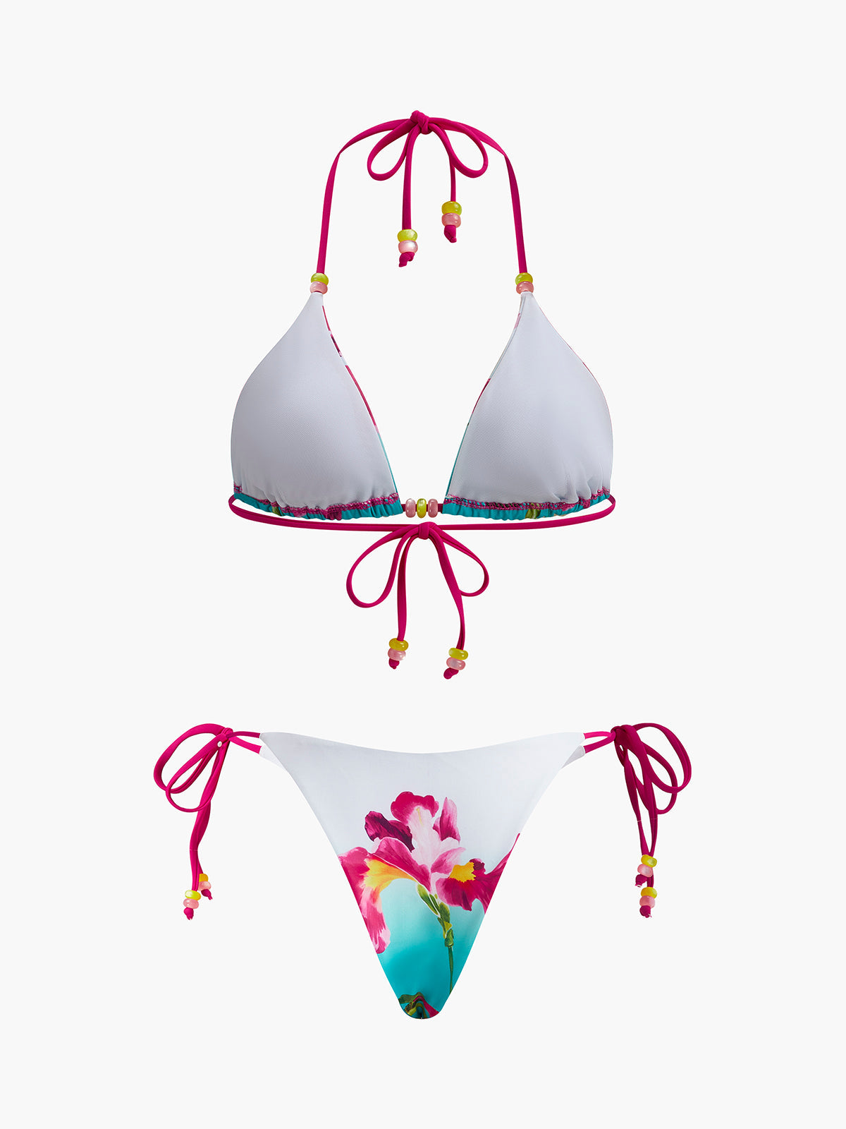 Floral Beaded Halter Bikini Set — Svelte Chic