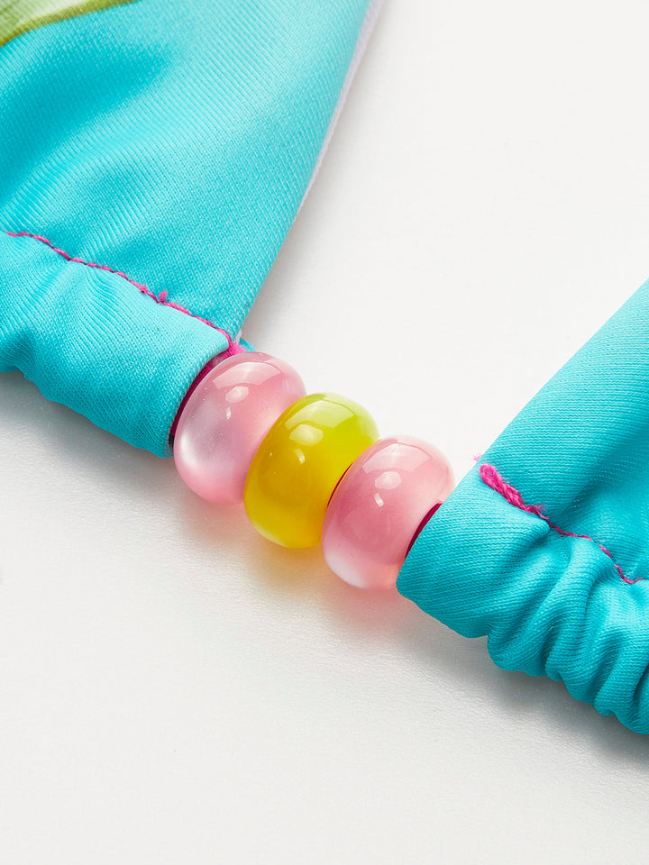 Çekici Çiçekli Boncuklu Bikini Takımı