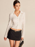 Textured Button Down Shirt in White — Svelte Chic