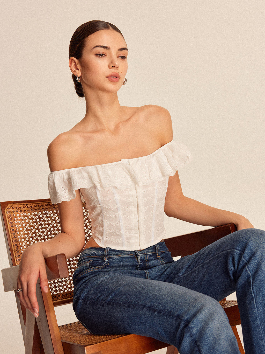 Lace Up Back Off Shoulder Top — Svelte Chic
