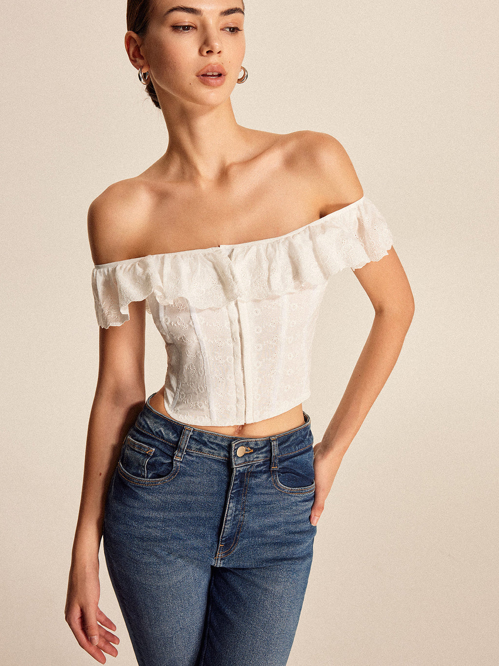 Lace Up Back Off Shoulder Top — Svelte Chic