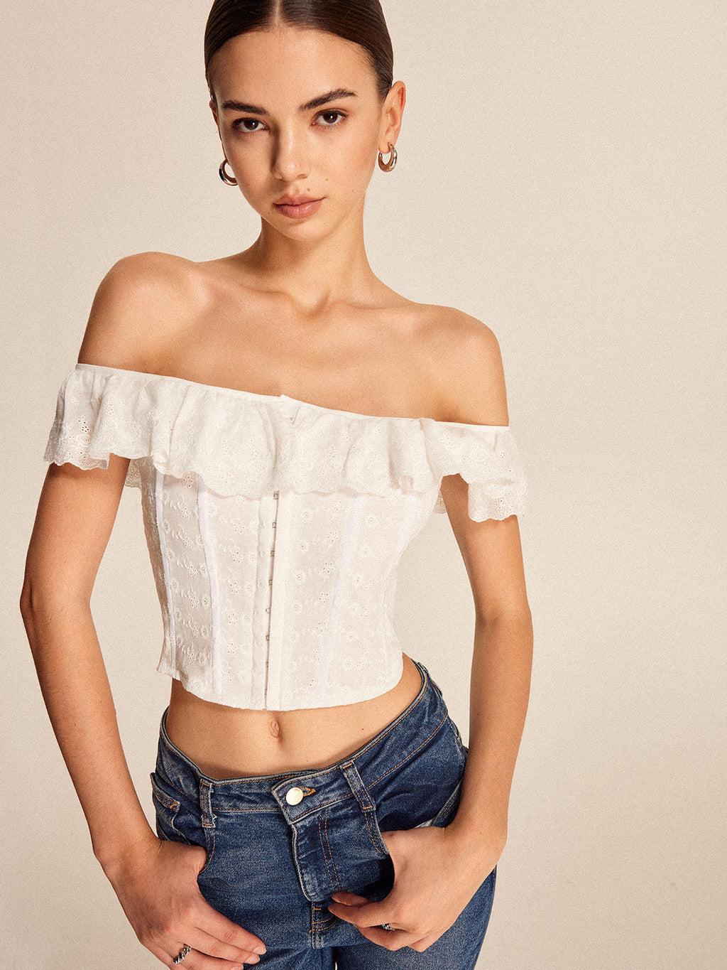 Lace Up Back Off Shoulder Top — Svelte Chic