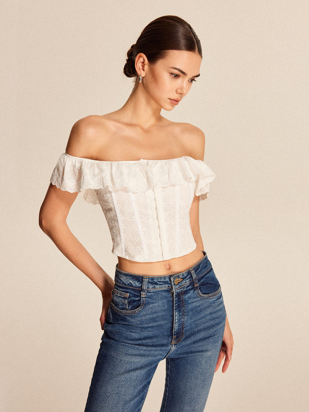 Lace Up Back Off Shoulder Top — Svelte Chic