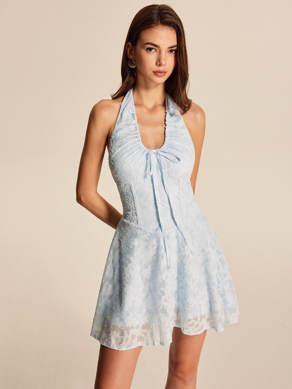 Floral Halter Chiffon Mini Dress — Svelte Chic