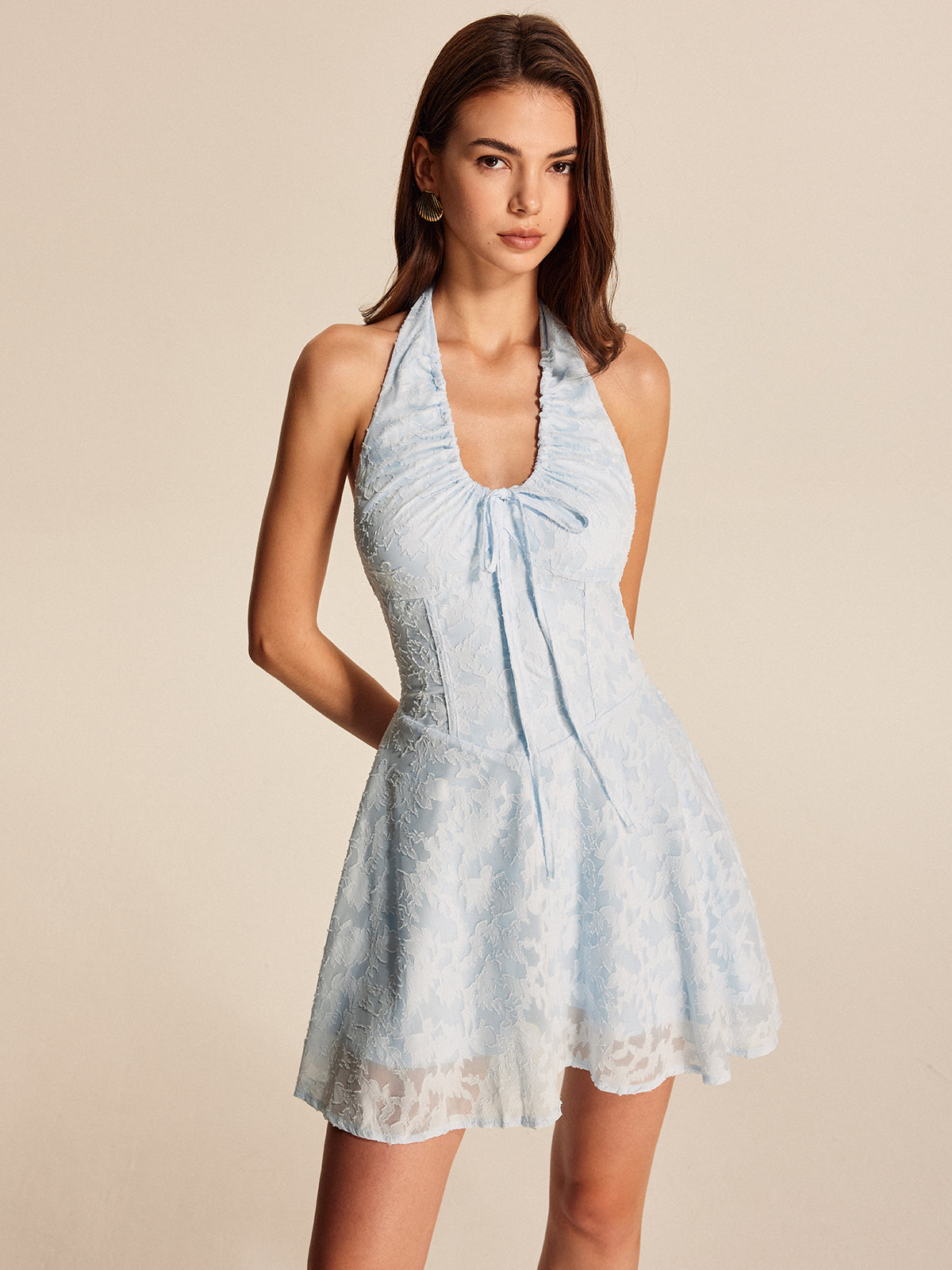 Floral Halter Chiffon Mini Dress — Svelte Chic
