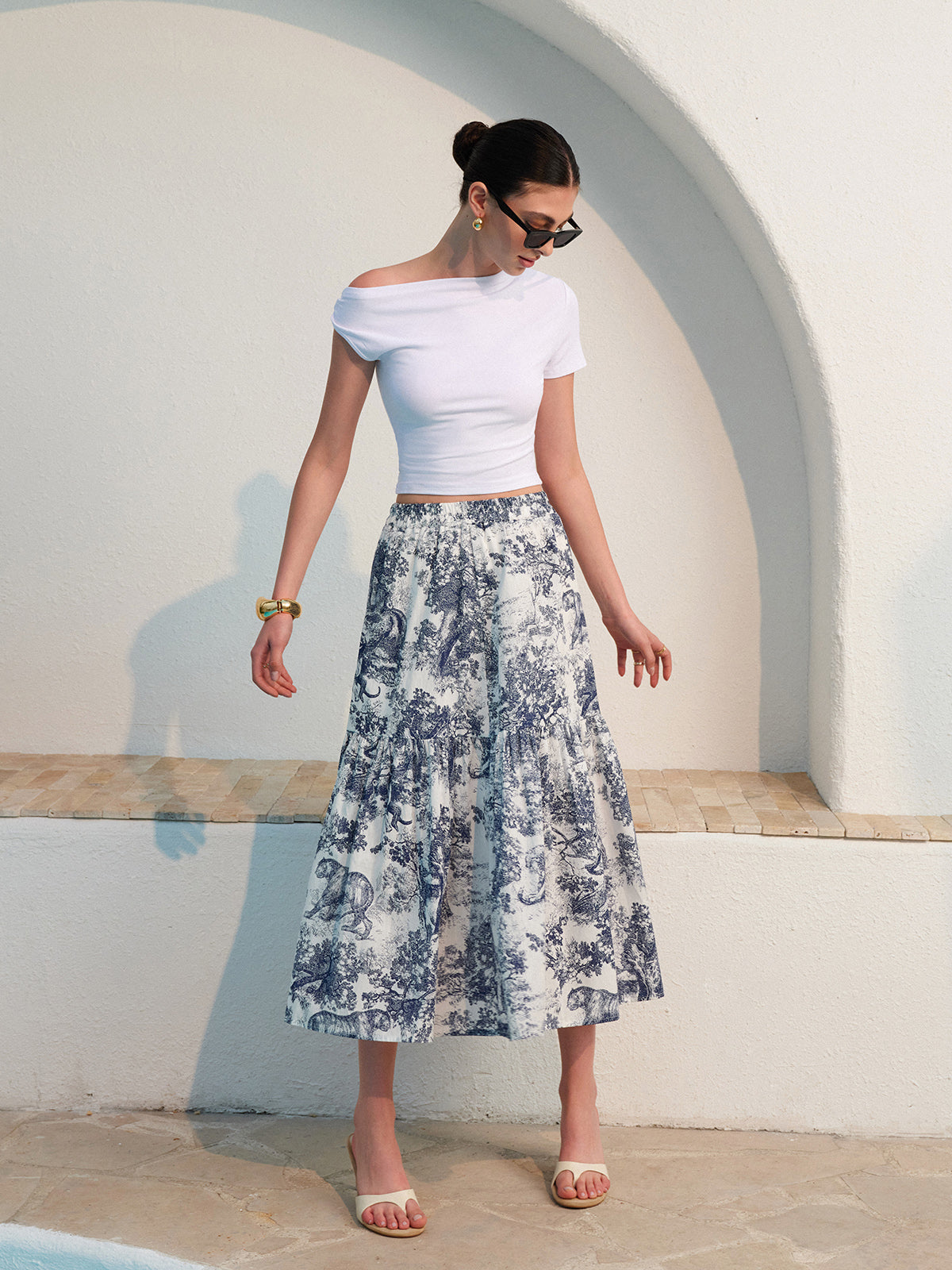 Floral Ruffle Midi Skirt — Svelte Chic