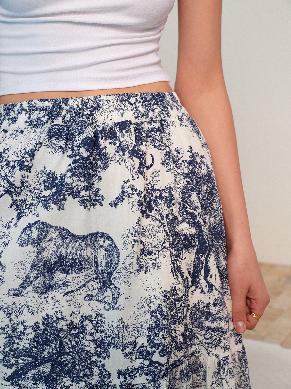 Floral Ruffle Midi Skirt — Svelte Chic