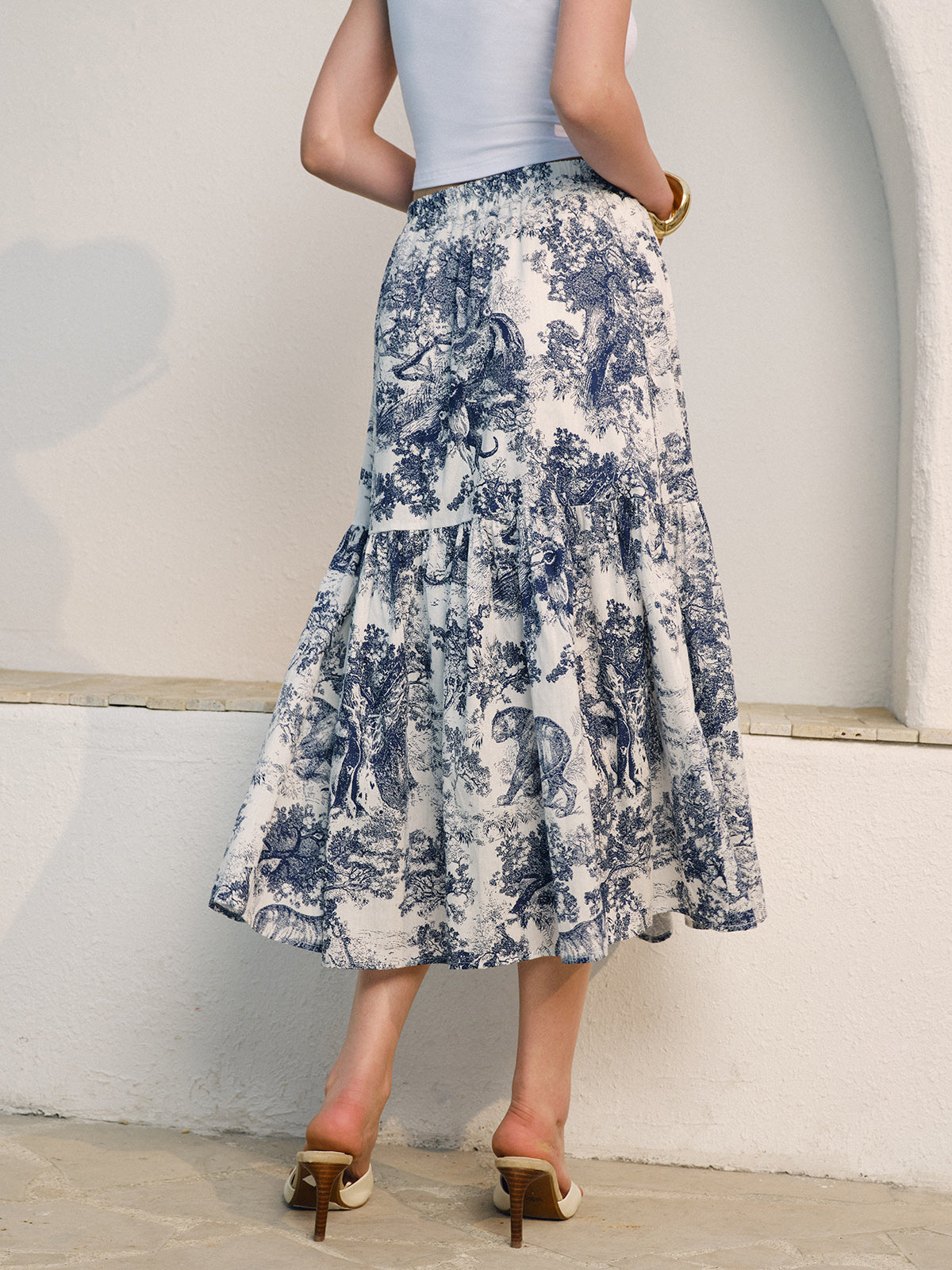 Floral Ruffle Midi Skirt — Svelte Chic