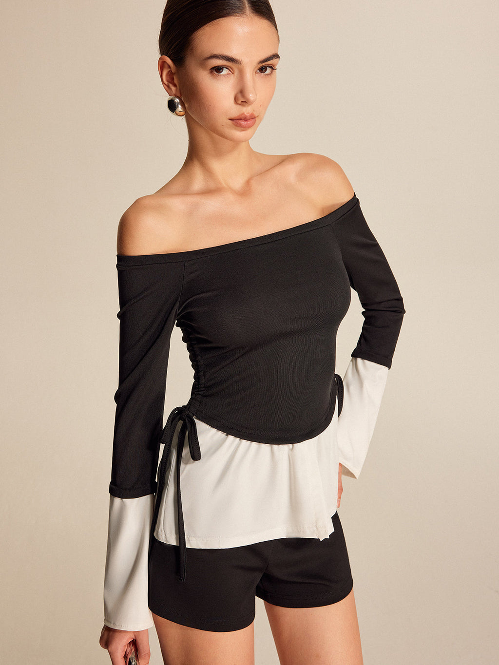 Cold Shoulder Colour Block Blouse — Svelte Chic