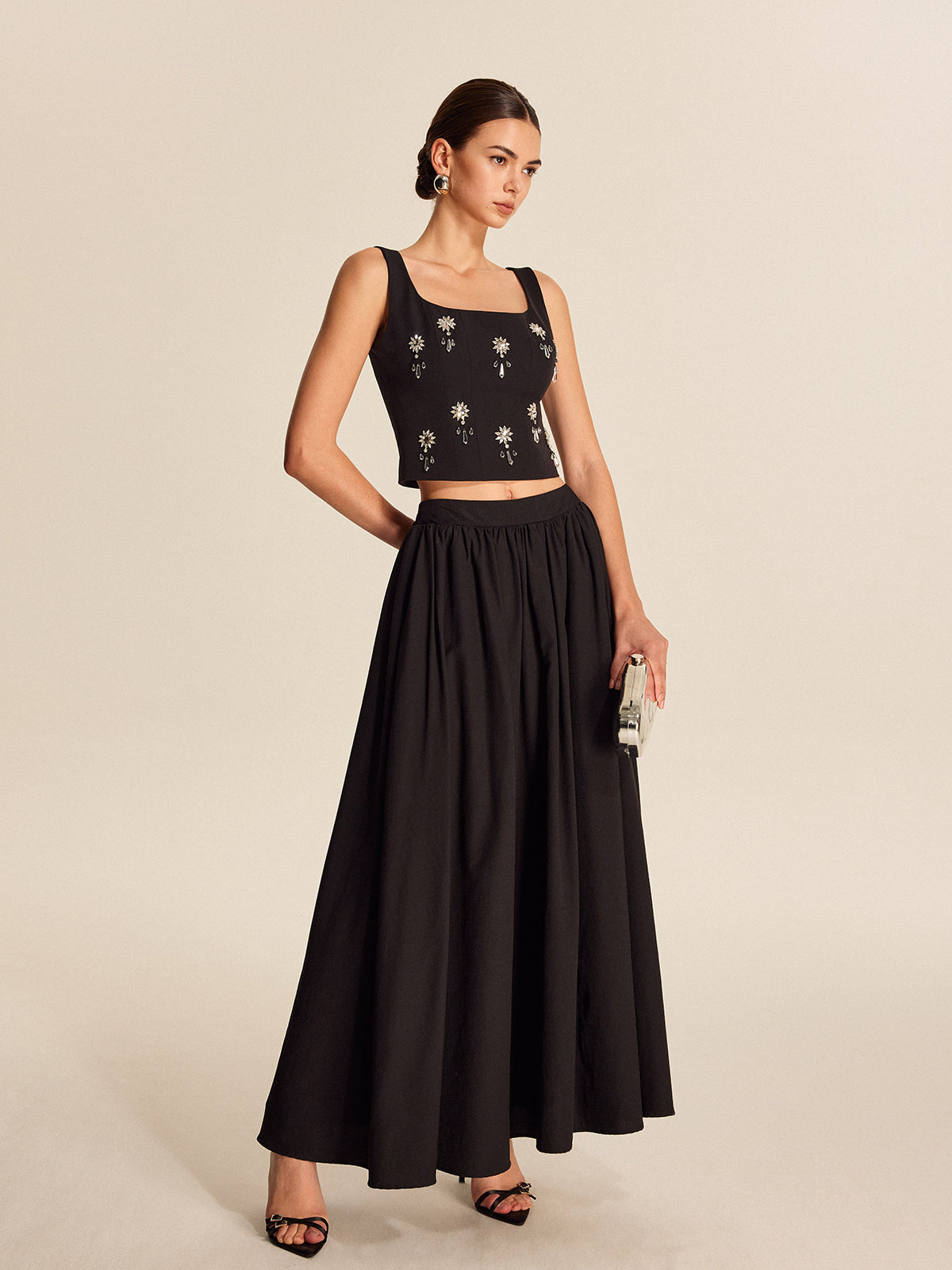 Chiffon Maxi Skirt in Black — Svelte Chic