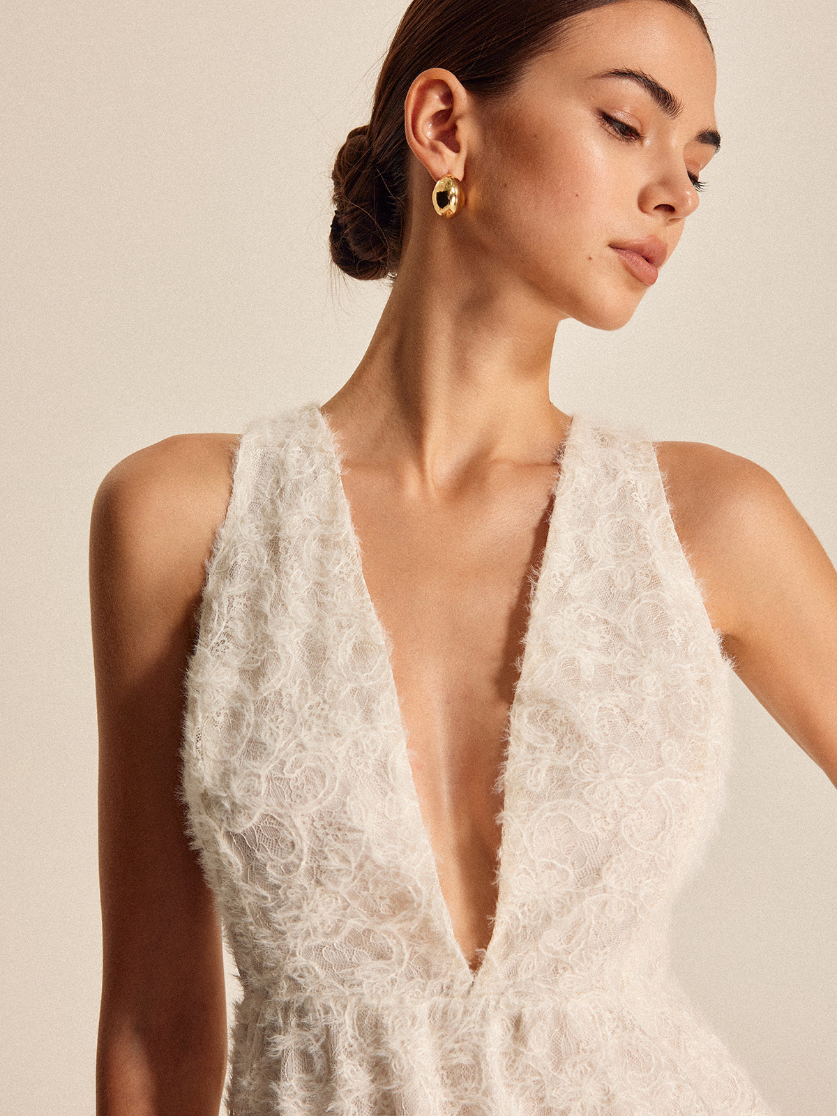 Deep V-Neck Lace Maxi Dress — Svelte Chic