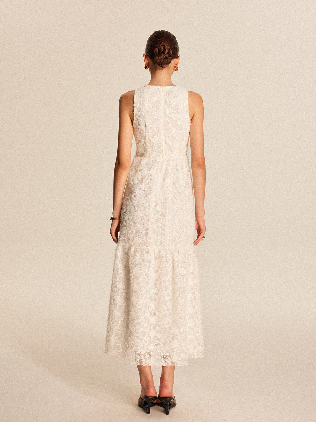 Şık Boho Derin V-Yaka Dantel Abiye Elbise