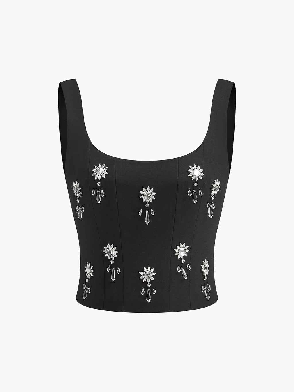 Crystal Floral Square Neck Top — Svelte Chic