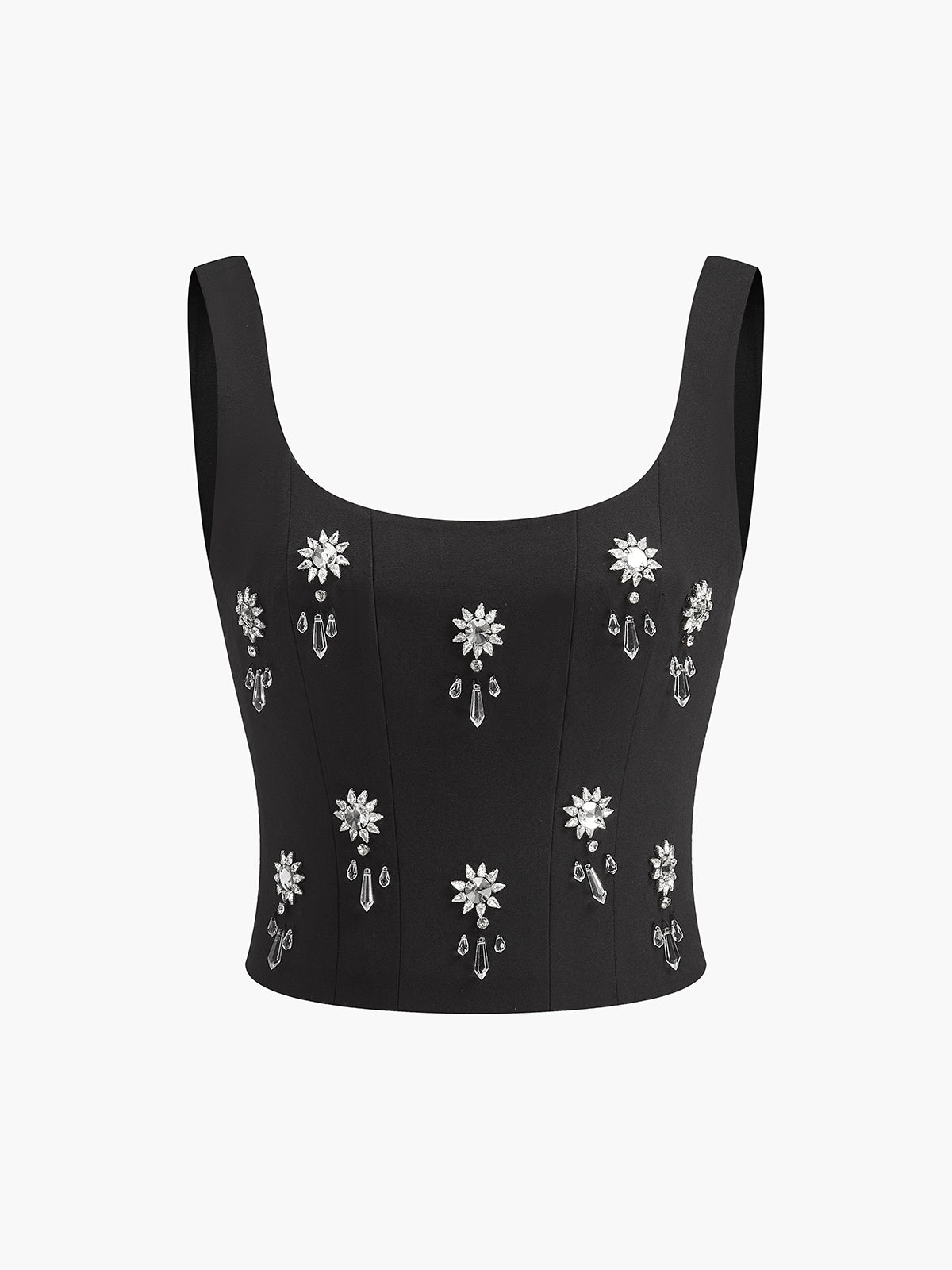 Crystal Floral Square Neck Top — Svelte Chic