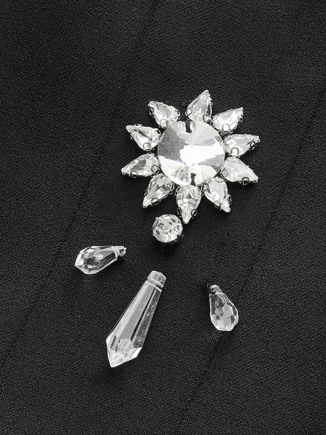 Şık Çiçekli Kristal Arkadan Fermuarlı Bluz