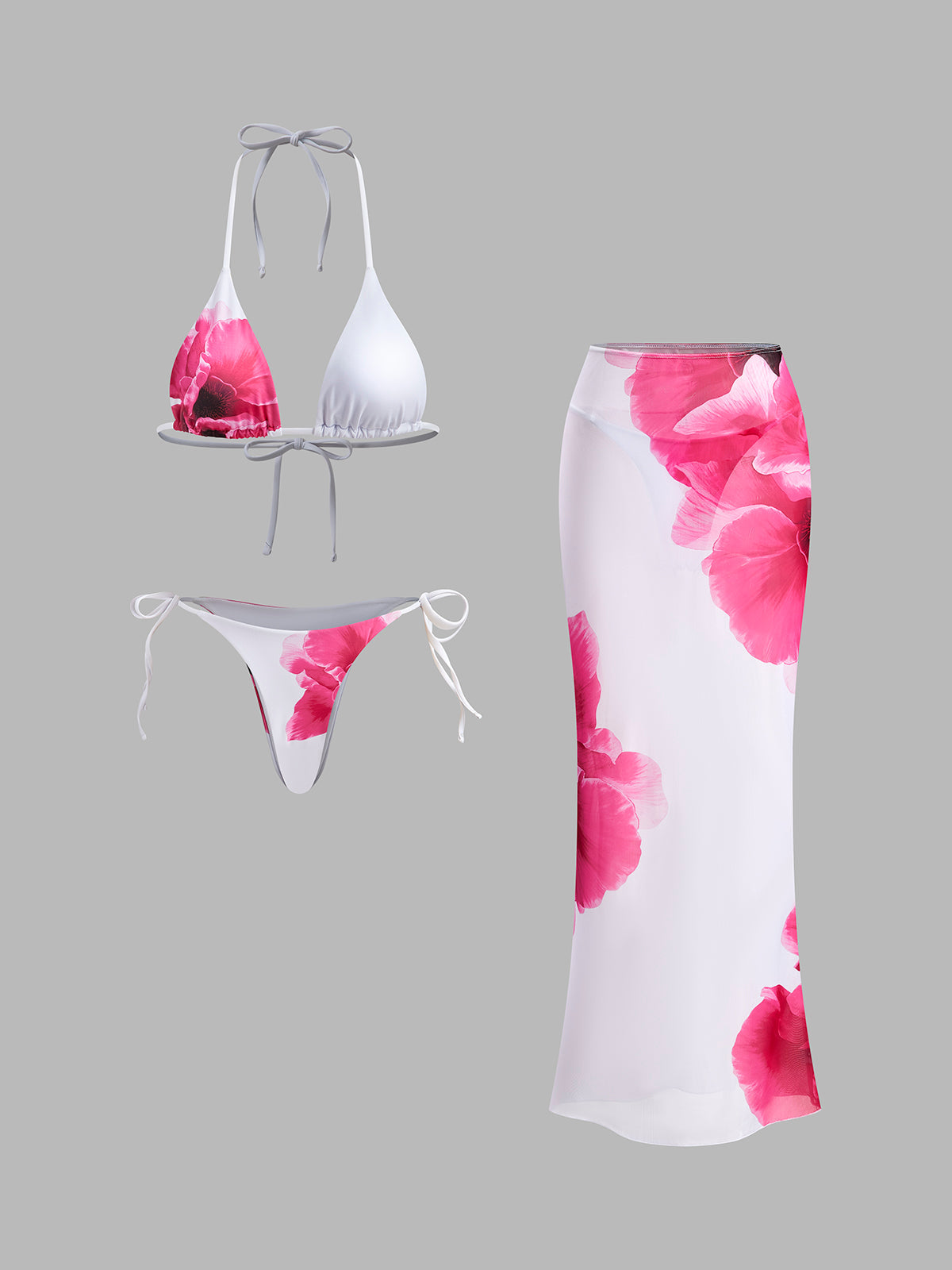 Floral Bikini Set with Semi-Sheer Skirt — Svelte Chic