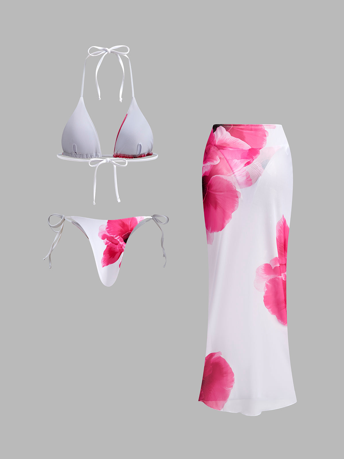 Floral Bikini Set with Semi-Sheer Skirt — Svelte Chic