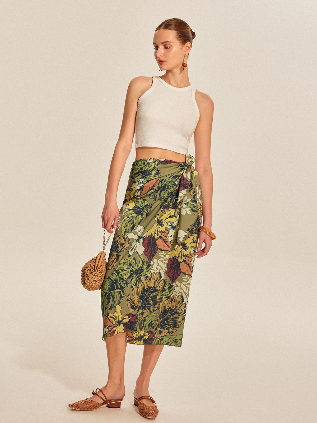 Floral Tie Wrap Maxi Skirt — Svelte Chic
